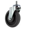 5 Inch Swivel Shopping Cart Caster - Zinc Plated Steel | Lacquer Dip Finish TPR Wheel CasterHQ