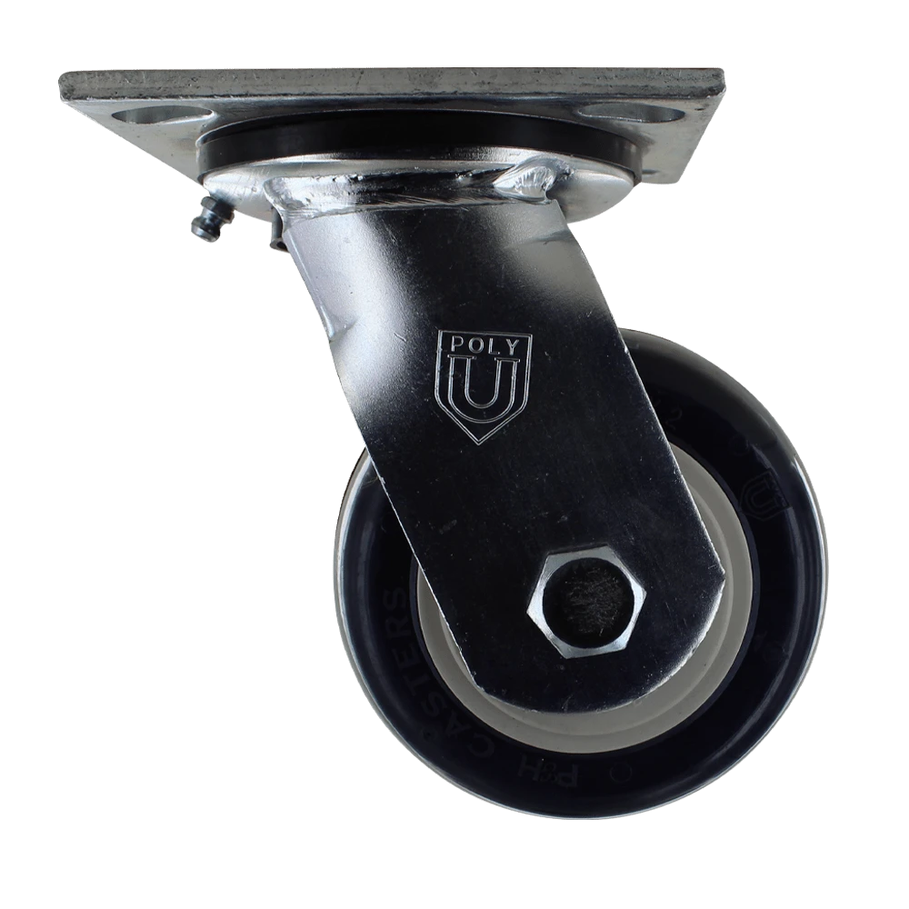 4" x 2" Medium/Heavy Duty Swivel Caster with 4" x 4.5" Plate, 600 lb Capacity, Polyurethane Wheel CasterHQ