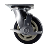 5" x 2" Heavy Duty Swivel Caster with Zinc Plated Steel Yoke, 4" x 4.5" Plate, TPU Blue Polyurethane Wheel CasterHQ