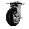 5" x 2" Heavy Duty Swivel Caster with Zinc Plated Steel Yoke, 4" x 4.5" Plate, TPU Blue Polyurethane Wheel CasterHQ
