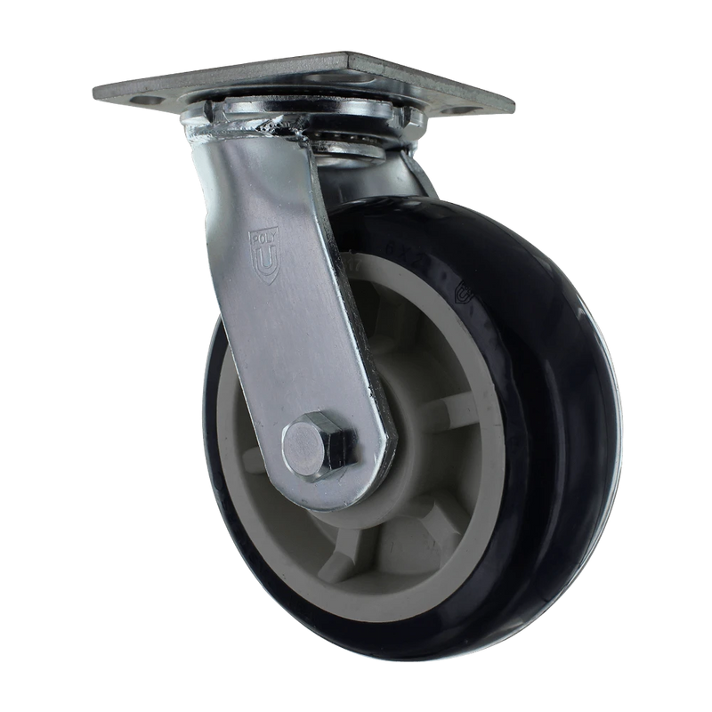 6" x 2" Heavy Duty Swivel Polyurethane Caster with 1000 lb Capacity, Zinc Plated Steel, Precision Bearings CasterHQ