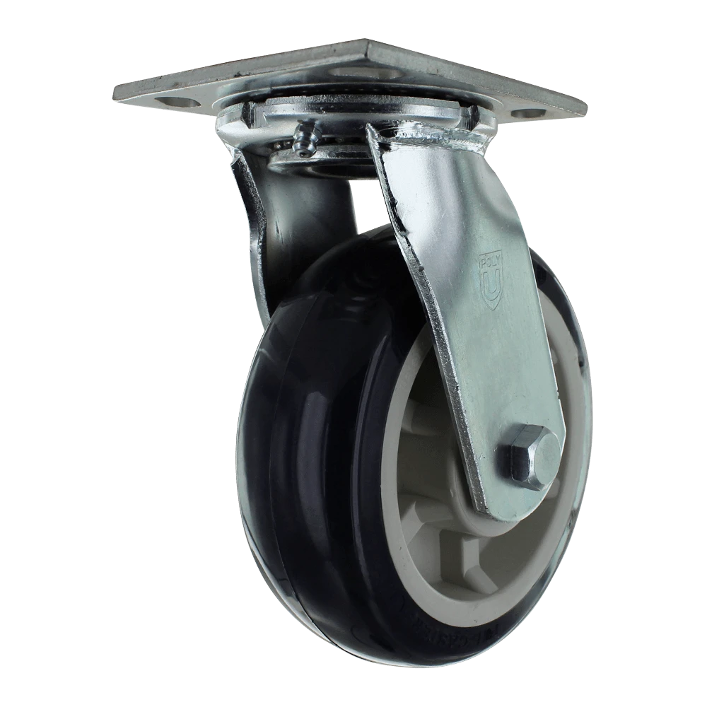 6" x 2" Heavy Duty Swivel Polyurethane Caster with 1000 lb Capacity, Zinc Plated Steel, Precision Bearings CasterHQ