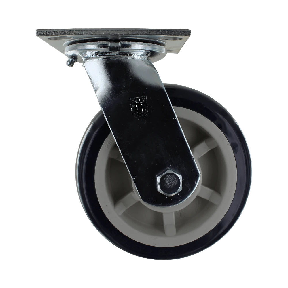 6" x 2" Heavy Duty Swivel Polyurethane Caster with 1000 lb Capacity, Zinc Plated Steel, Precision Bearings CasterHQ