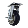 6" x 2" Heavy Duty Swivel Caster with Side Brake, 4" x 4-1/2" Plate, 1000 lb Capacity, Polyurethane Wheel CasterHQ