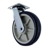 P&H Casters Heavy Duty 8" x 2" Swivel Caster with Zinc Plated Steel Yoke, 4" x 4.5" Plate, TPU A98 Crown Tread Blue on Tan Wheel CasterHQ