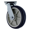 P&H Casters Heavy Duty 8" x 2" Swivel Caster with Zinc Plated Steel Yoke, 4" x 4.5" Plate, TPU A98 Crown Tread Blue on Tan Wheel CasterHQ