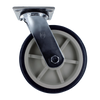 P&H Casters Heavy Duty 8" x 2" Swivel Caster with Zinc Plated Steel Yoke, 4" x 4.5" Plate, TPU A98 Crown Tread Blue on Tan Wheel CasterHQ