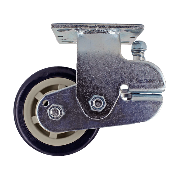 5" x 2" Polyurethane Spring Loaded Rigid Caster with Zinc Plated Steel Yoke, 4" x 4.5" Plate Mount, 1/2" Axle and Quad X Precision Bearings CasterHQ