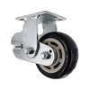 5" x 2" Polyurethane Spring Loaded Rigid Caster with Zinc Plated Steel Yoke, 4" x 4.5" Plate Mount, 1/2" Axle and Quad X Precision Bearings CasterHQ