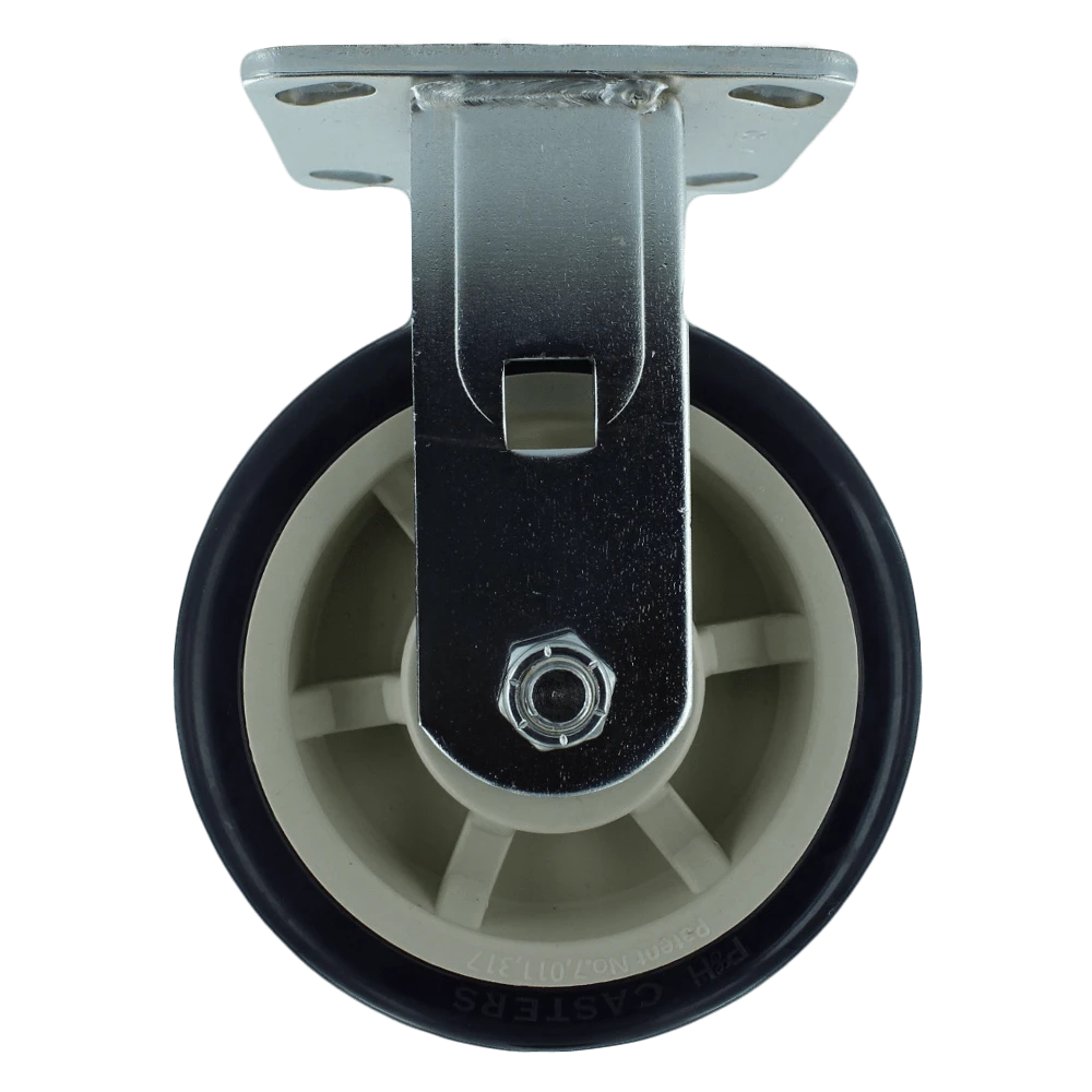 6" x 2" Heavy Duty Rigid Polyurethane Caster with 1000 lb Capacity, 4" x 4.5" Plate Mount, 1/2" Axle and Quad Precision Bearings CasterHQ