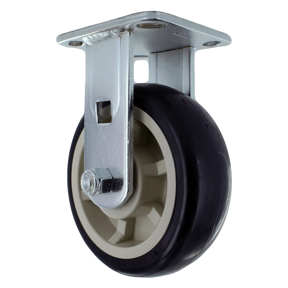 6" x 2" Heavy Duty Rigid Polyurethane Caster with 1000 lb Capacity, 4" x 4.5" Plate Mount, 1/2" Axle and Quad Precision Bearings CasterHQ