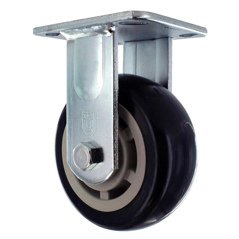6" x 2" Heavy Duty Rigid Polyurethane Caster with 1000 lb Capacity, 4" x 4.5" Plate Mount, 1/2" Axle and Quad Precision Bearings CasterHQ