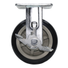 6" x 2" Medium/Heavy Duty Rigid Polyurethane Caster with Zinc Plated Steel Lacquer Dip Yoke, 4" x 4.5" Plate Mount, Side Brake, 1/2" Precision Bearings and Axle CasterHQ