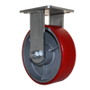 6" x 2" Heavy Duty Rigid Caster, 1000 lb Capacity, Die Cast Polyurethane Wheel, Zinc Plated Steel Yoke, 4" x 4.5" Plate Mount CasterHQ
