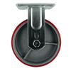 6" x 2" Heavy Duty Rigid Caster, 1000 lb Capacity, Die Cast Polyurethane Wheel, Zinc Plated Steel Yoke, 4" x 4.5" Plate Mount CasterHQ