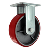 6" x 2" Heavy Duty Rigid Caster, 1000 lb Capacity, Die Cast Polyurethane Wheel, Zinc Plated Steel Yoke, 4" x 4.5" Plate Mount CasterHQ