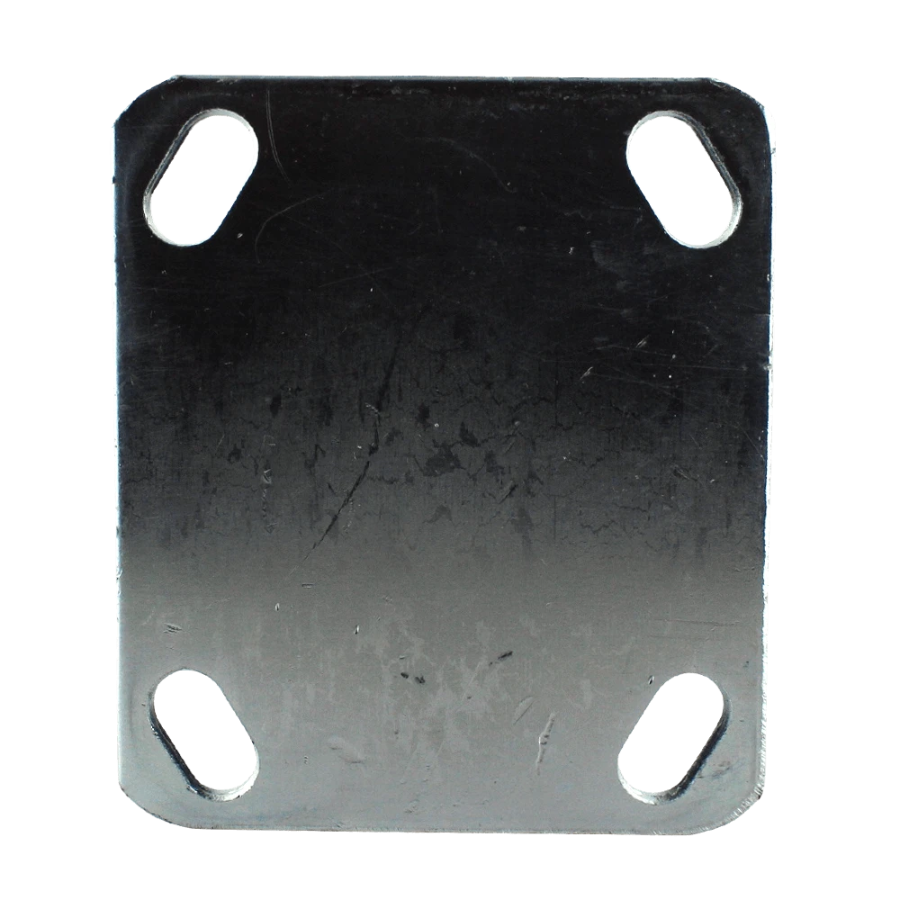 6" x 2" Heavy Duty Rigid Caster, 1000 lb Capacity, Die Cast Polyurethane Wheel, Zinc Plated Steel Yoke, 4" x 4.5" Plate Mount CasterHQ