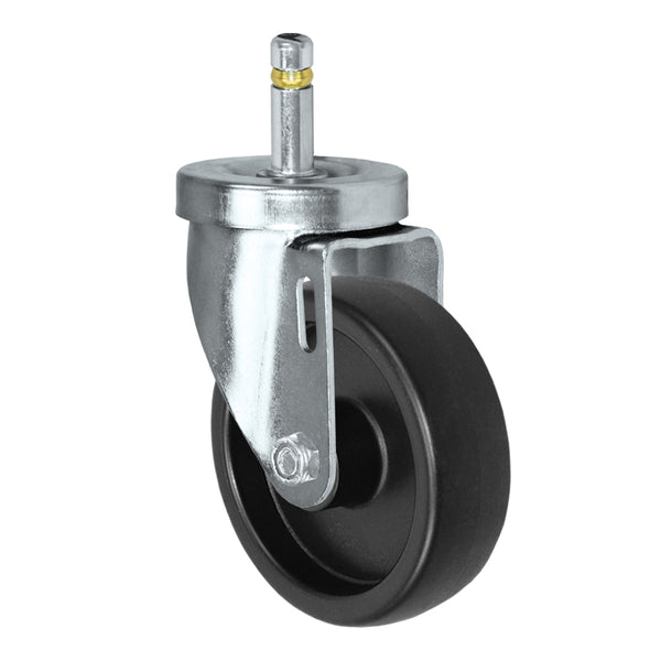 4" x 1-1/4" Black Polyolefin Swivel Caster – 300 lb | 7/16" x 1-3/8" Grip Ring Stem | CasterHQ