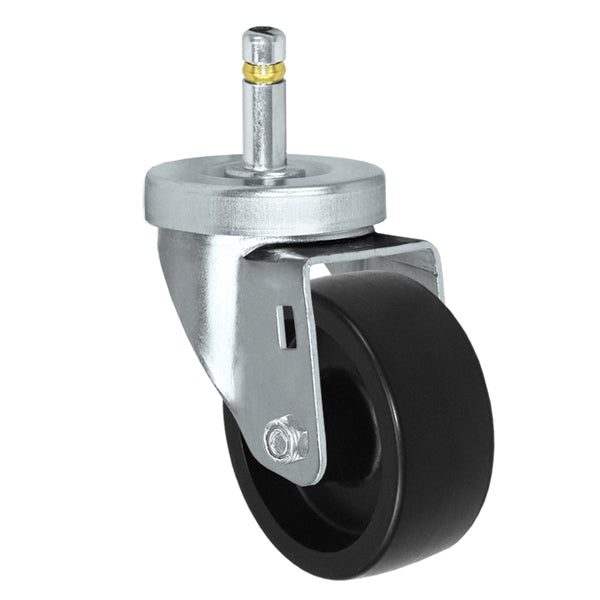 3" x 1-1/4" Black Polyolefin Swivel Caster – 250 lb | 7/16" x 1-3/8" Grip Ring Stem | CasterHQ