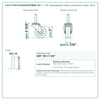 2" x 7/8" thermoplastic rubber swivel stem caster reference drawing, side, front and top plate views with dimensions