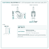 2" x 7/8" thermoplastic rubber swivel stem caster reference drawing, side, front and top plate views with dimensions