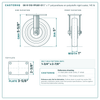 5" x 1" polyurethane on polyolefin rigid caster reference drawing, side, front and top plate views with dimensions