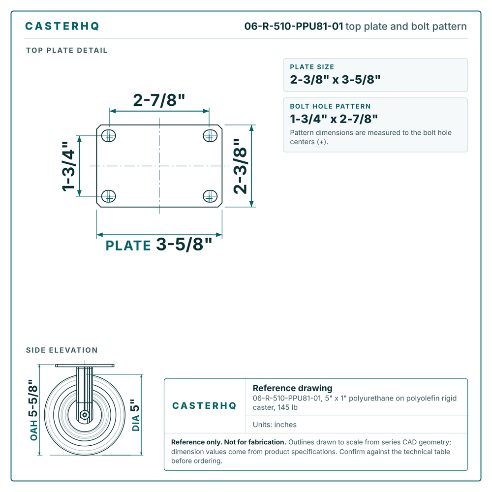 Top plate bolt pattern drawing, 2-3/8 x 3-5/8 in plate, 1-3/4 x 2-7/8 slotted to 3 in bolt hole pattern
