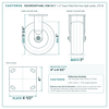 8" x 3" foam-filled flat-free rigid caster reference drawing, side, front and top plate views with dimensions