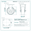 16MR05201R 5 x 2 in rubber on iron rigid caster reference drawing, side, front and top plate views with dimensions
