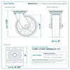 16MR06201S 6 x 2 in rubber on iron swivel caster reference drawing, side, front and top plate views with dimensions