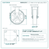 16MR08201R 8 x 2 in rubber on iron rigid caster reference drawing, side, front and top plate views with dimensions