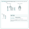 2" gray rubber swivel stem caster reference drawing, side, front and top plate views with dimensions