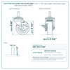 2.03254.445-MTG53-BRK1 3-1/2" x 1-1/4" gray rubber swivel stem caster with top lock brake, 250 lb reference drawing, side, front and stem views with dimensions