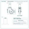 2.04267.441-MTG47 4" x 1-1/4" gray rubber swivel stem caster, 250 lb reference drawing, side, front and stem views with dimensions