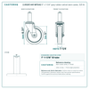 2.05267.441-MTG42 5" x 1-1/4" gray rubber swivel stem caster, 325 lb reference drawing, side, front and stem views with dimensions