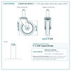 2.05267.441-MTG52 5" x 1-1/4" gray rubber swivel stem caster, 325 lb reference drawing, side, front and stem views with dimensions