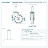 2.05267.445-MTG42 5" x 1-1/4" gray rubber swivel stem caster, 325 lb reference drawing, side, front and stem views with dimensions