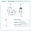 2.05267.91-MTG40 5" x 1-1/4" polyurethane swivel stem caster, 300 lb reference drawing, side, front and stem views with dimensions