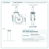 2.05267.91-MTG51 5" x 1-1/4" polyurethane swivel stem caster, 300 lb reference drawing, side, front and stem views with dimensions