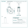 2.05267.95-MTG42 5" x 1-1/4" polyurethane swivel stem caster, 300 lb reference drawing, side, front and stem views with dimensions