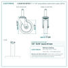 2.05267.95-MTG51 5" x 1-1/4" polyurethane swivel stem caster, 300 lb reference drawing, side, front and stem views with dimensions