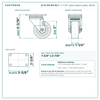 3 x 1-1/4 in nylon caster reference drawing, 2-3/8 x 3-5/8 in top plate, side, front and top plate views with dimensions