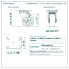 3 x 1-1/4 in phenolic caster reference drawing, 3-1/8 x 4-1/8 in top plate, side, front and top plate views with dimensions