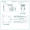 3 x 1-1/4 in phenolic caster reference drawing, 4 x 4-1/2 in top plate, side, front and top plate views with dimensions