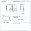 21CR314FX35X-01 3 x 1-1/4 in TPR rigid caster reference drawing, side, front and top plate views with dimensions