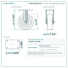 21CR414FX35X-01 4 x 1-1/4 in TPR rigid caster reference drawing, side, front and top plate views with dimensions