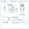 21CS414FX35X-01 4 x 2 in gray TPR swivel caster reference drawing, side, front and top plate views with dimensions
