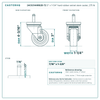 24CS314HR82B-72 3" x 1-1/4" hard rubber swivel stem caster, 275 lb reference drawing, side, front and stem views with dimensions