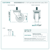 24CS314SS82S-43 3" x 1-1/4" semi-steel swivel stem caster, 350 lb reference drawing, 1/2"-13 x 1" threaded stem, side, front and stem views with dimensions