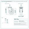 24CS414PPU34K-72 4" x 1-1/4" red polyurethane swivel stem caster, 300 lb reference drawing, side, front and stem views with dimensions